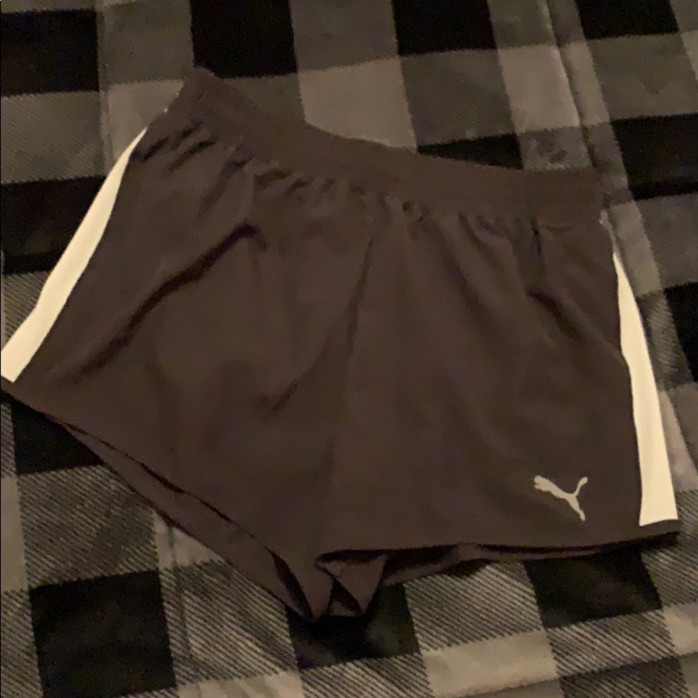Puma athletic running shorts black stripe SE way small S